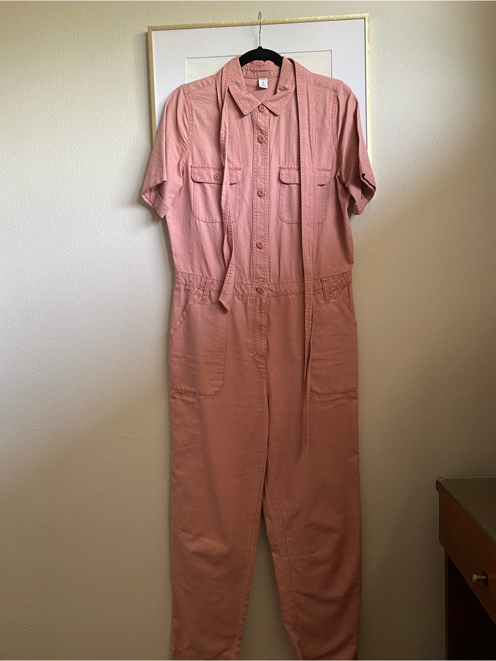 Old Navy Uility Short-Sleeve Belted Jumpsuit in Mauve Pink, Sz M Tall
